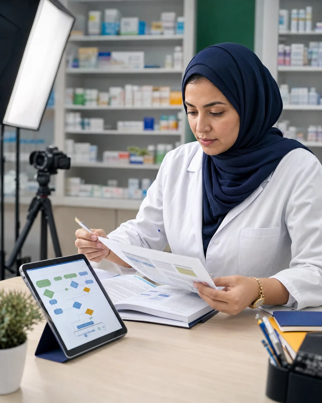 Une pharmacienne formatrice conçoit une leçon à partir de références cliniques